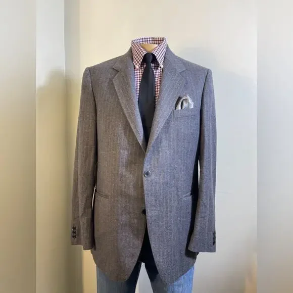 vtg 90s formal business Kamensko Zagres 2 Piece Suit set sz 41S gray Stripe wool